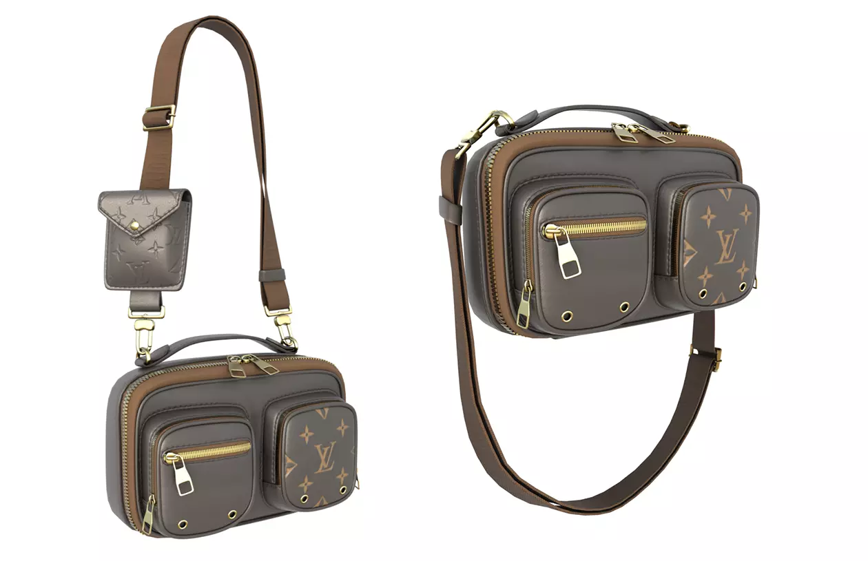 Louis Vuitton Brown Embossed Monogram Utility Crossbody Bag Low-poly 3D model
