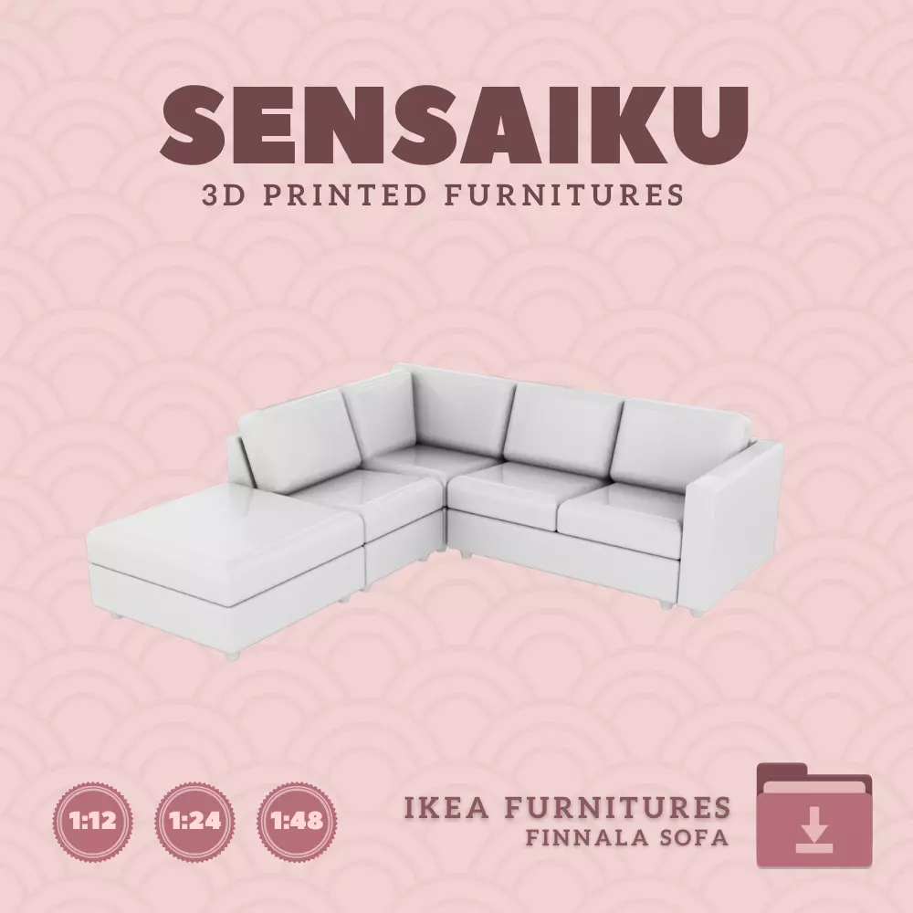 FINNALA 4 Seat with Open End V2 for Dollhouse IKEA 3D Print 3D print model