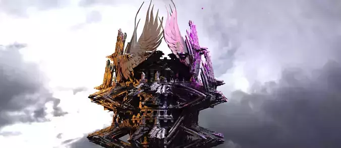 Victorian Winged Sci fi pillars 