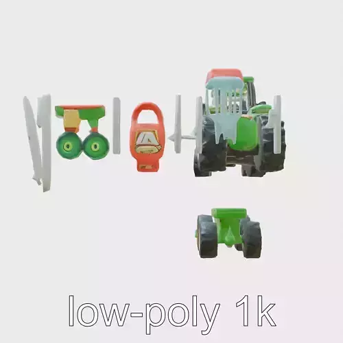 Sandbox Toy Tractor with Tools and Fence Art
