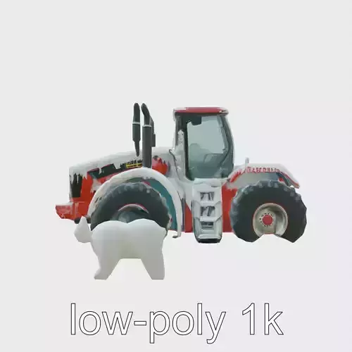 Frozen Tractor in Arctic Glacier with Polar Bears Low-poly 3D model