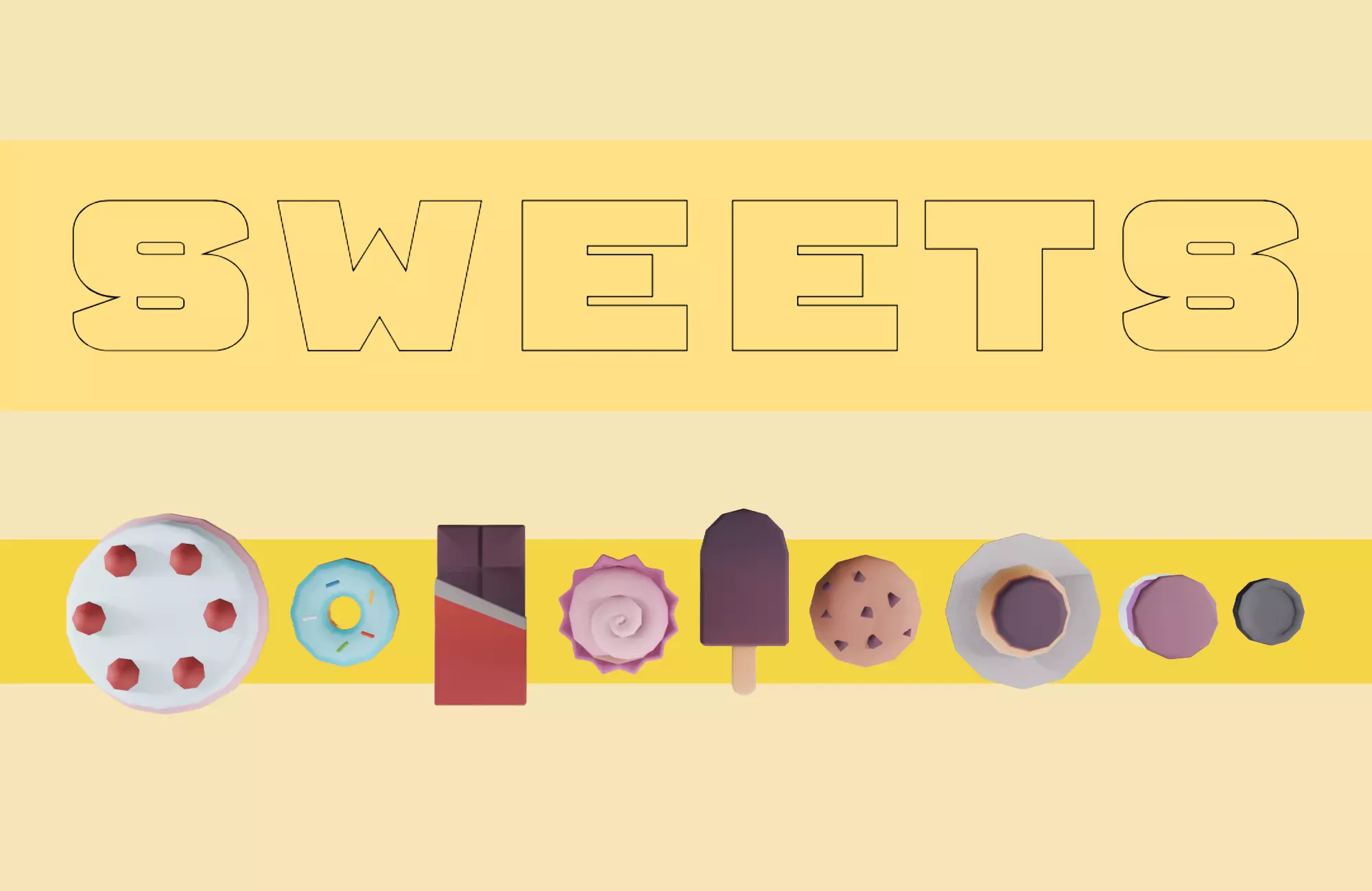 Low poly sweets Low-poly 3D model