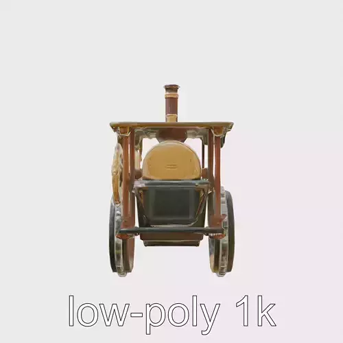 Steampunk Victorian Tractor with Brass Gears and Steam Pipes