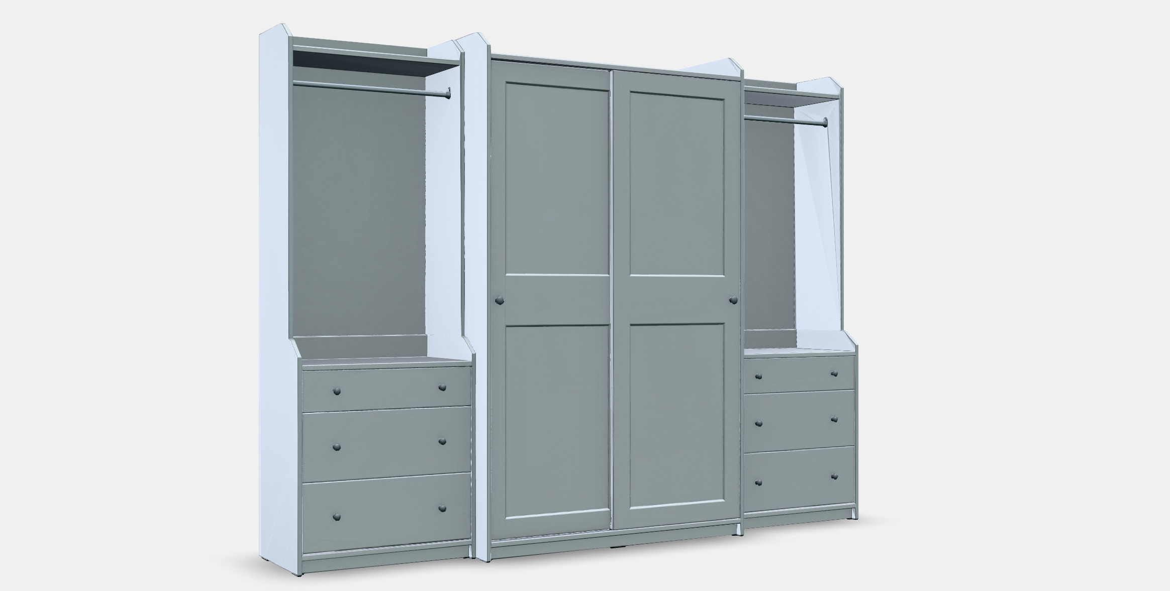 HAUGA Wardrobe combination 1 Low-poly 3D model_8