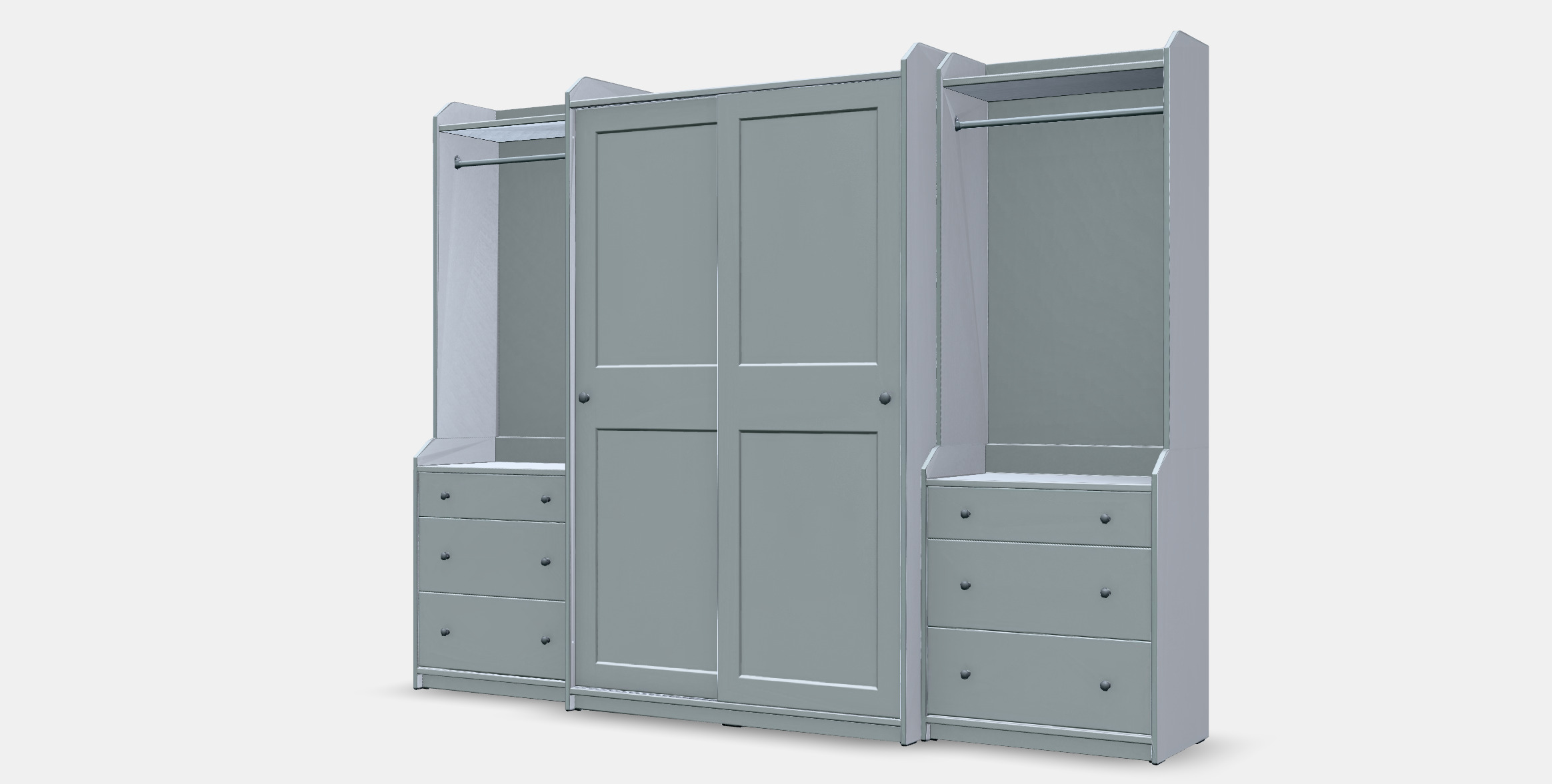 HAUGA Wardrobe combination 1 Low-poly 3D model_13