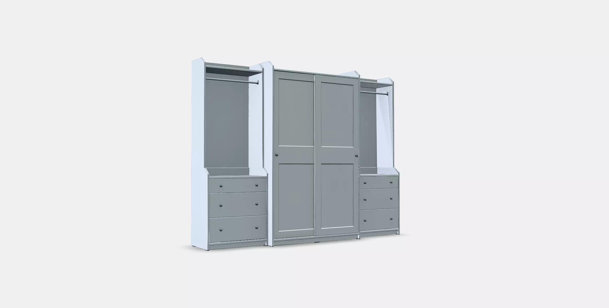 HAUGA Wardrobe combination 1 Low-poly 3D model_0