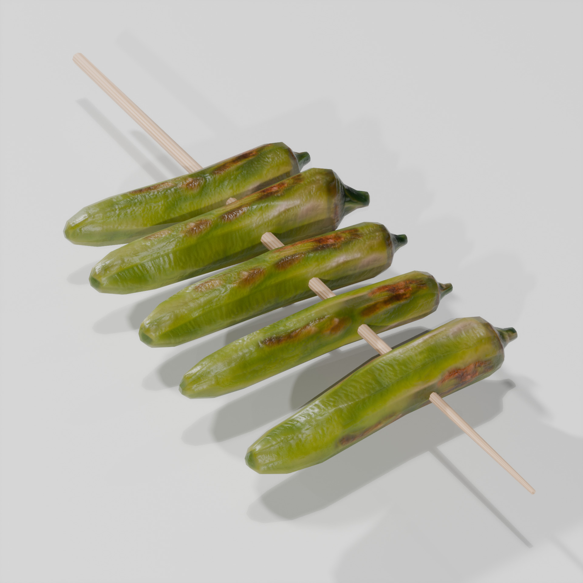 Yakitori assortment -5 types side dishes Low-poly 3D model_9