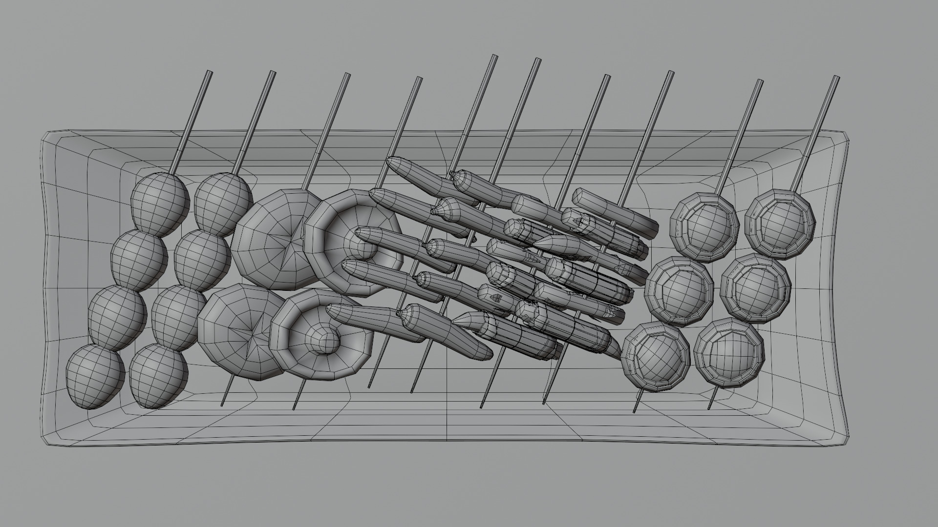 Yakitori assortment -5 types side dishes Low-poly 3D model_14