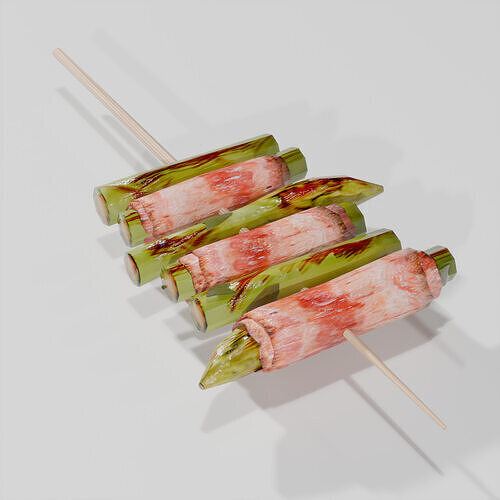 Yakitori assortment -5 types side dishes Low-poly 3D model 3