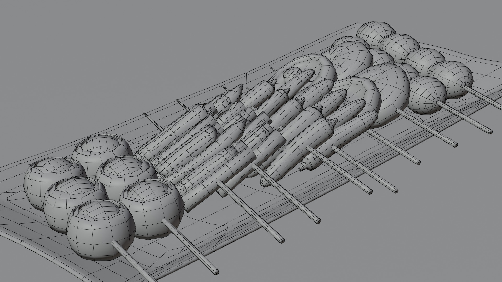 Yakitori assortment -5 types side dishes Low-poly 3D model_12