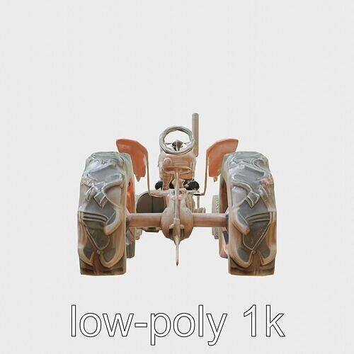 Rusted Tractor in Post-Apocalyptic Wasteland Low-poly 3D model