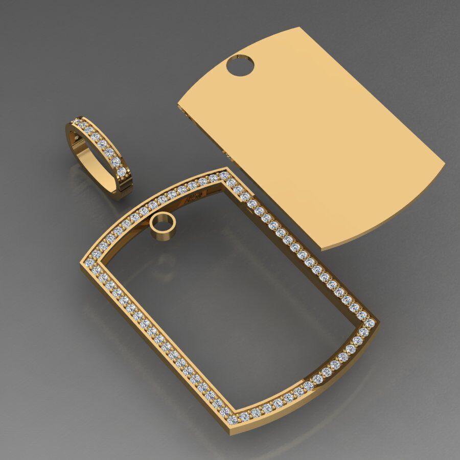 dog tag pendant 3D print model_5