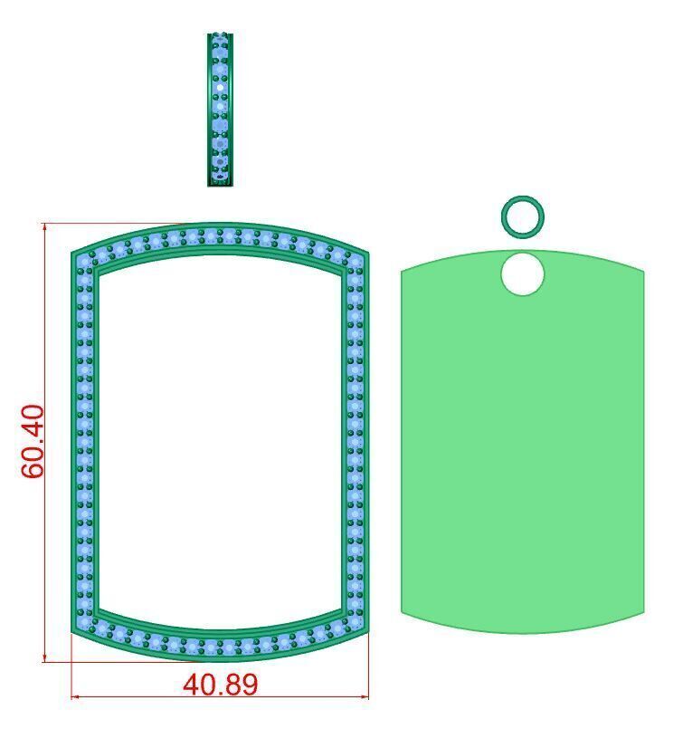 dog tag pendant 3D print model_4