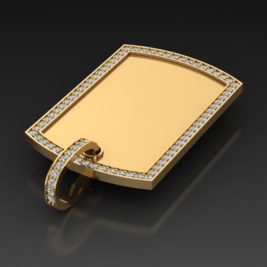 dog tag pendant 3D print model_2