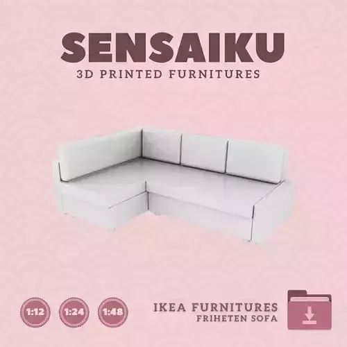 FRIHETEN  Sectional 3 Seat Sofa for Dollhouse IKEA 3D Print