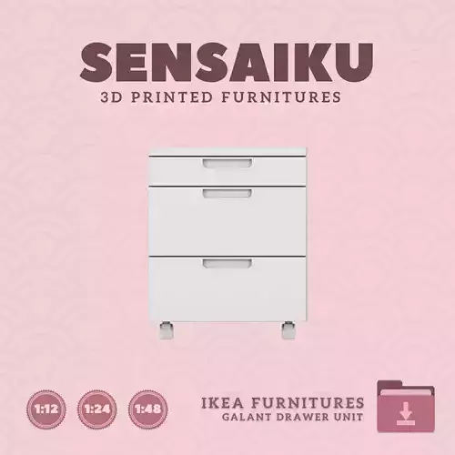 Drawer Unit on Casters for Miniature Dollhouse IKEA 3D Print