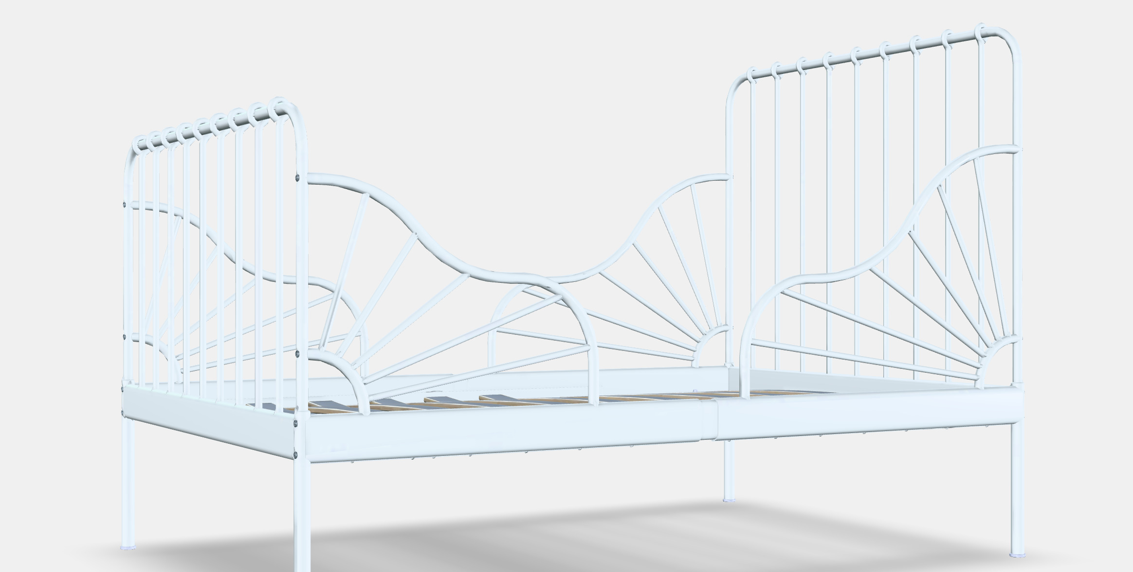 MINNEN Ext bed frame with slatted base 3D model_4
