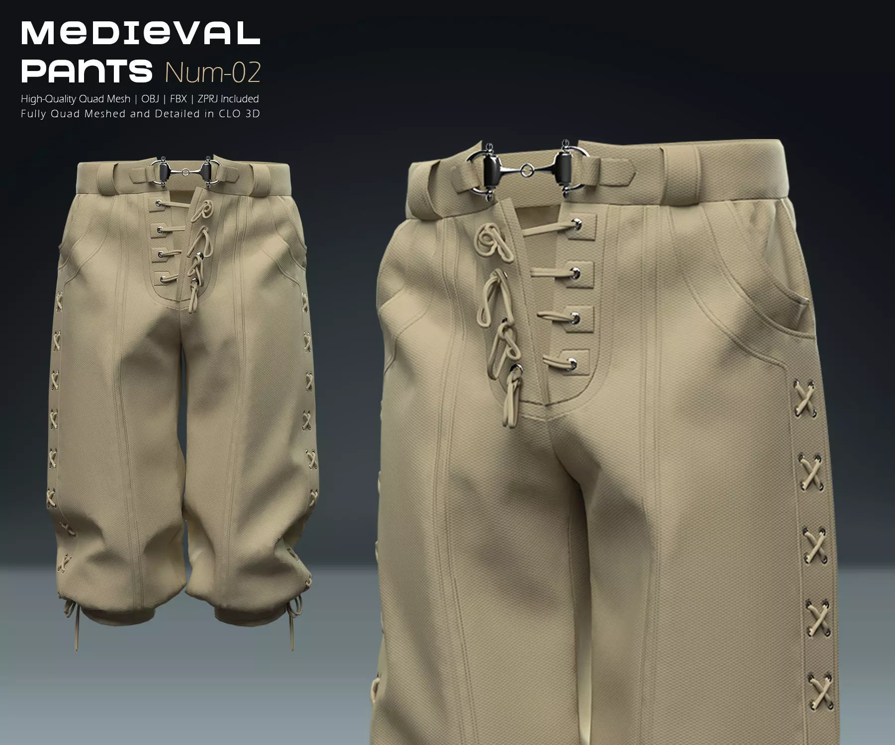 Medival Pants 02 3D model_0