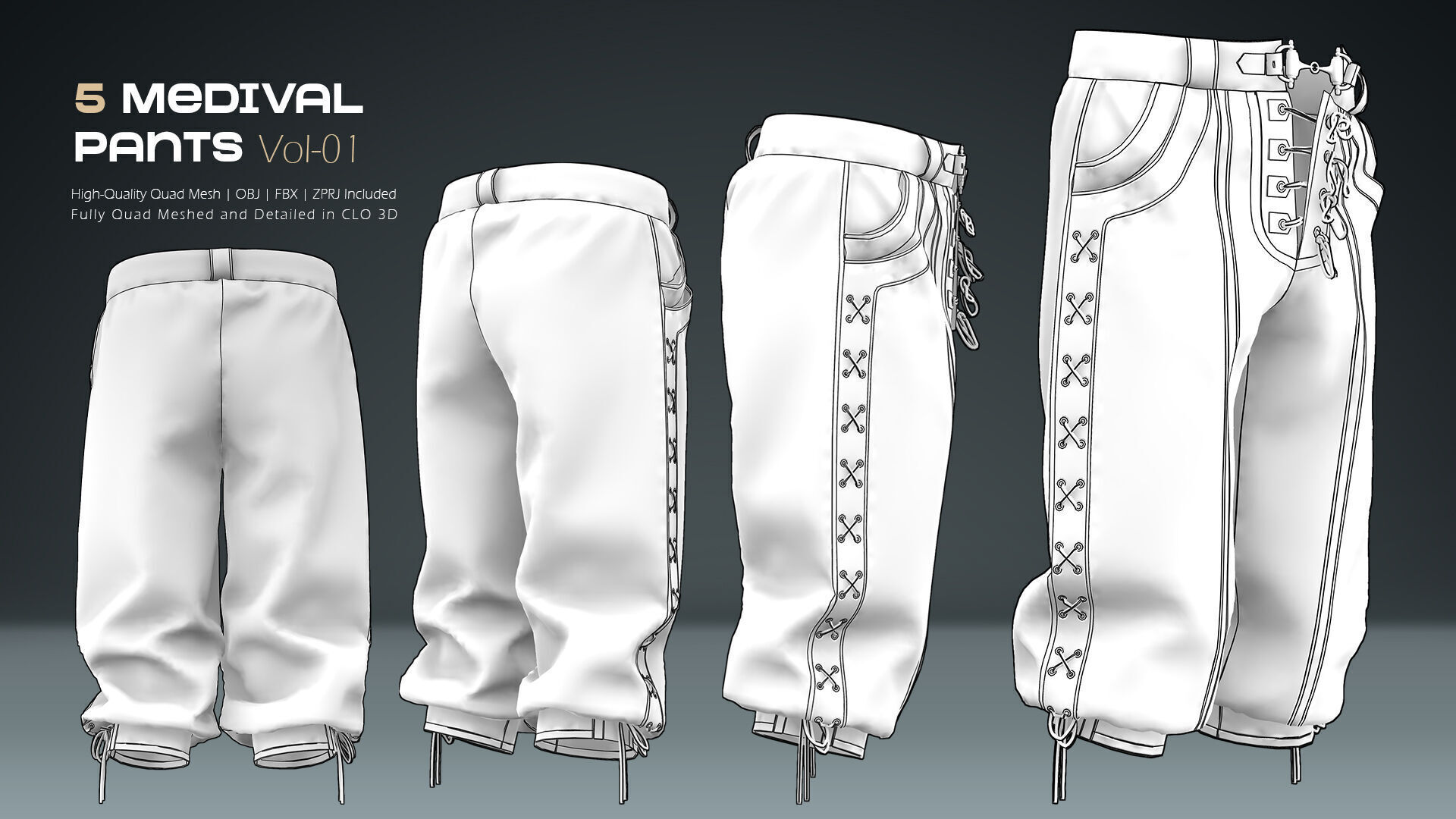 Medival Pants 02 3D model_9