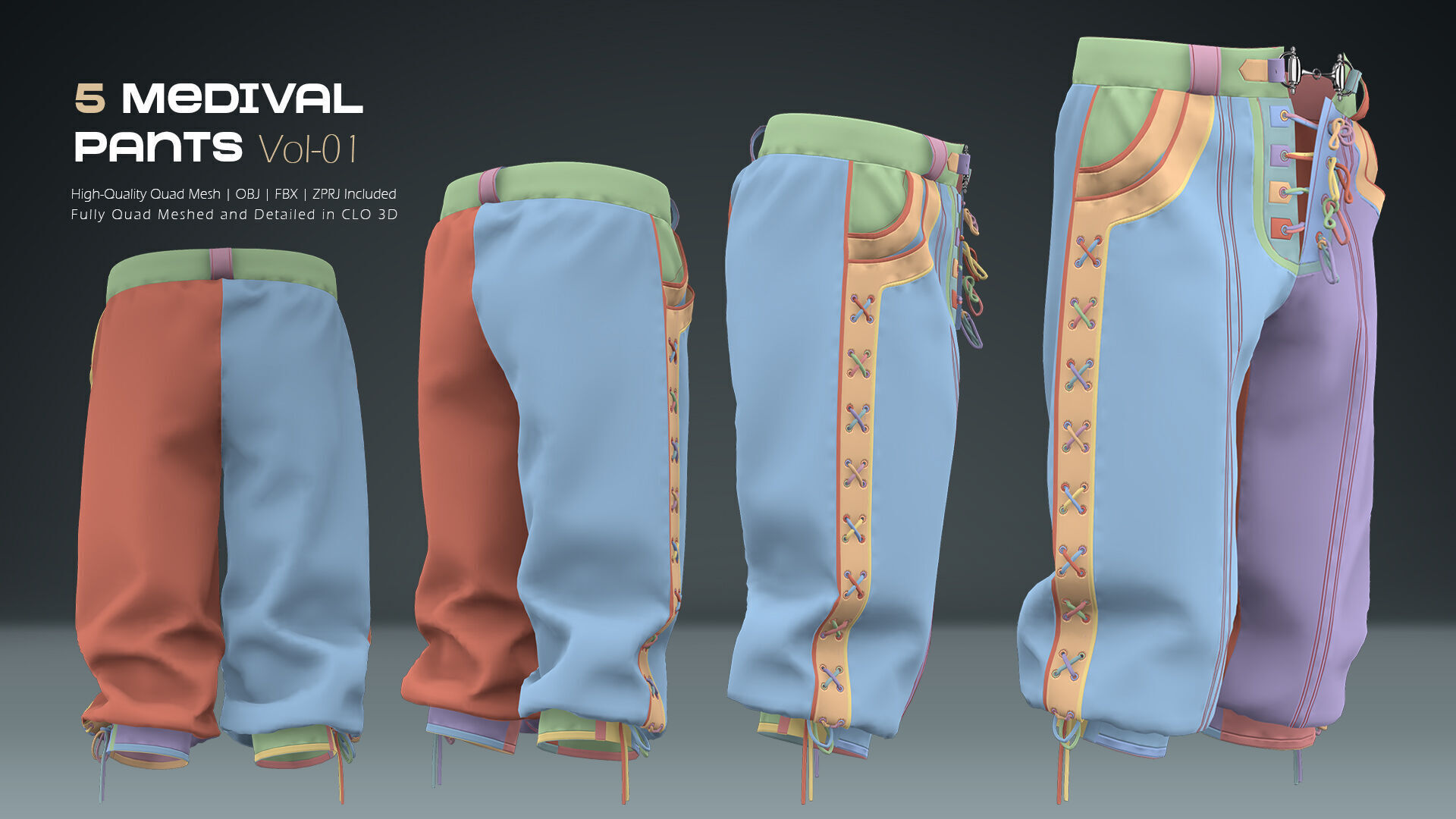 Medival Pants 02 3D model_7