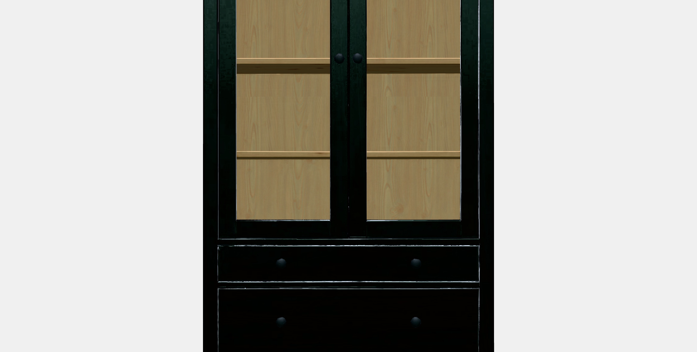 HEMNES Glass door cabinet with 3 drawers Low-poly 3D model_11