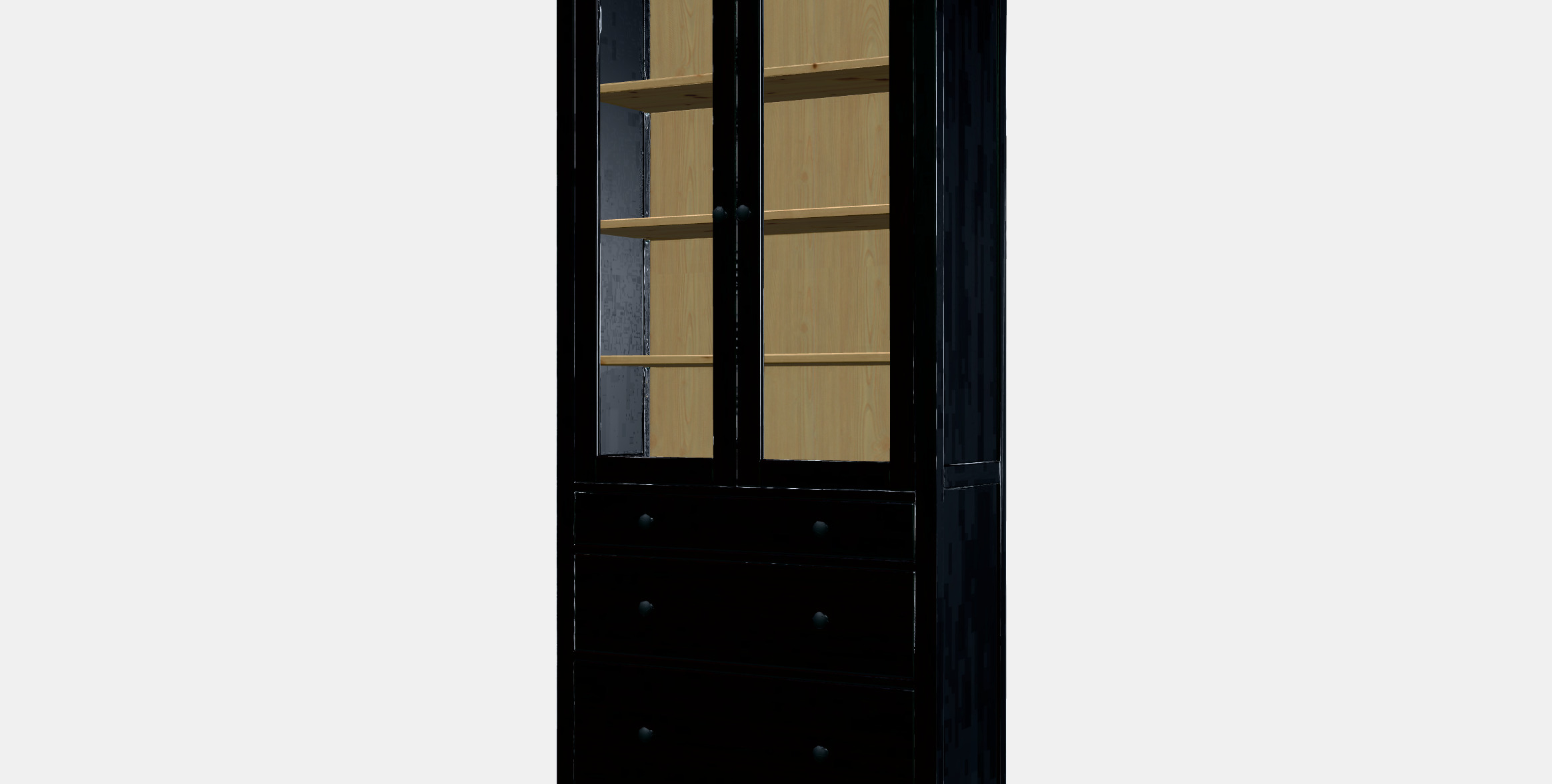 HEMNES Glass door cabinet with 3 drawers Low-poly 3D model_13