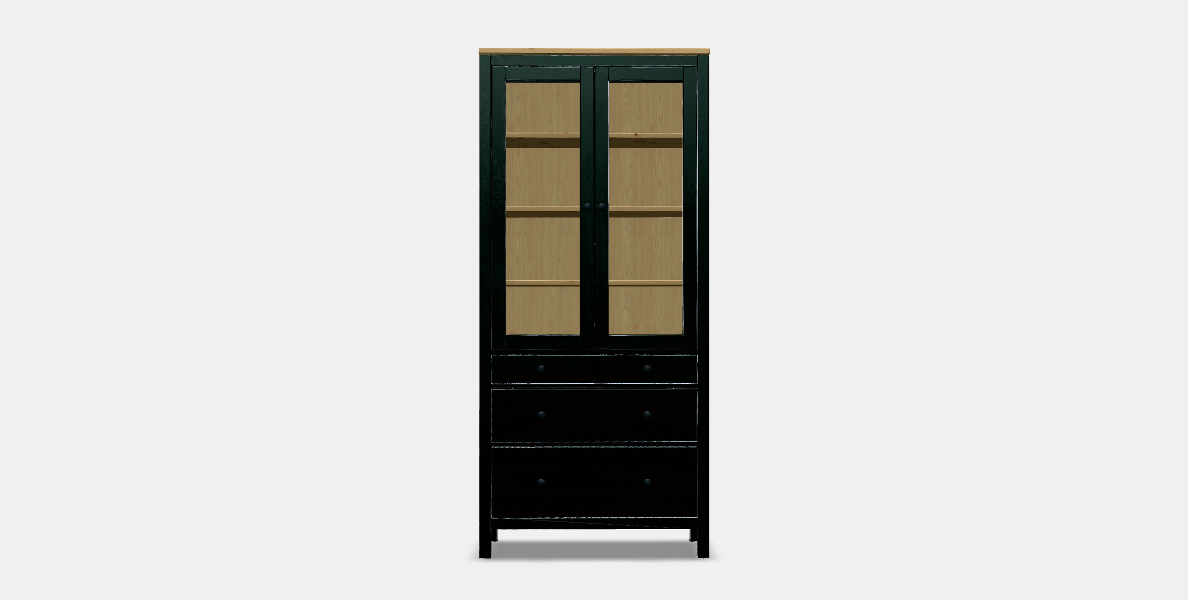 HEMNES Glass door cabinet with 3 drawers Low-poly 3D model_10