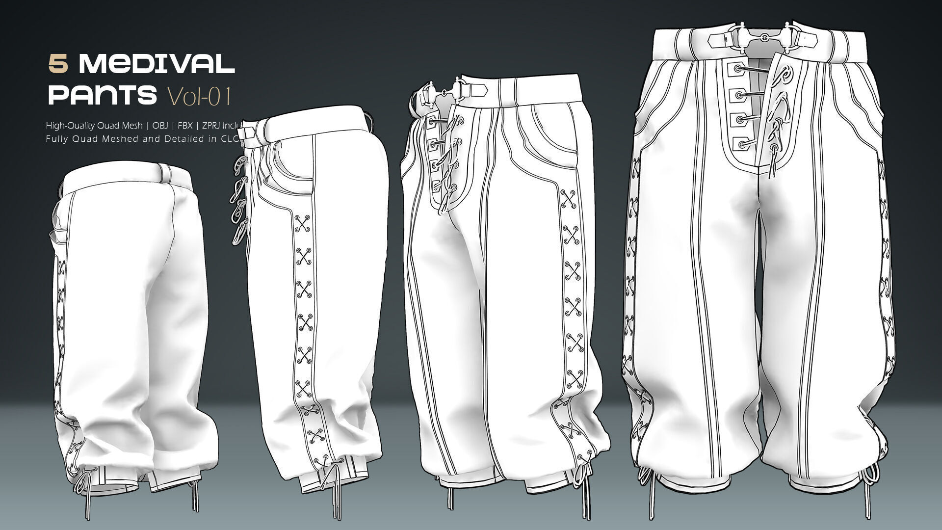 Medival Pants 03  3D model_9