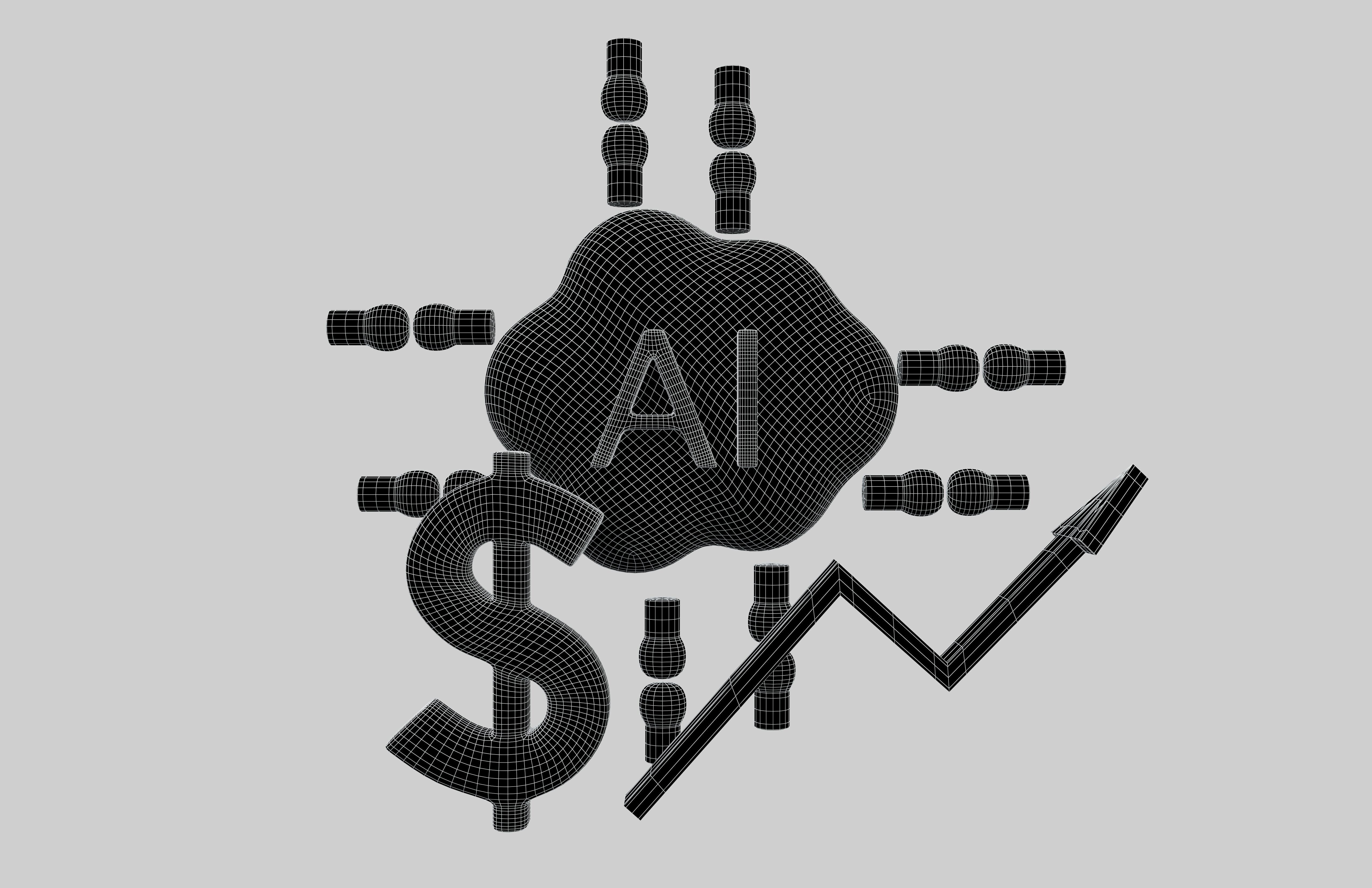 AI Finance Icon v1 001 Low-poly 3D model_6
