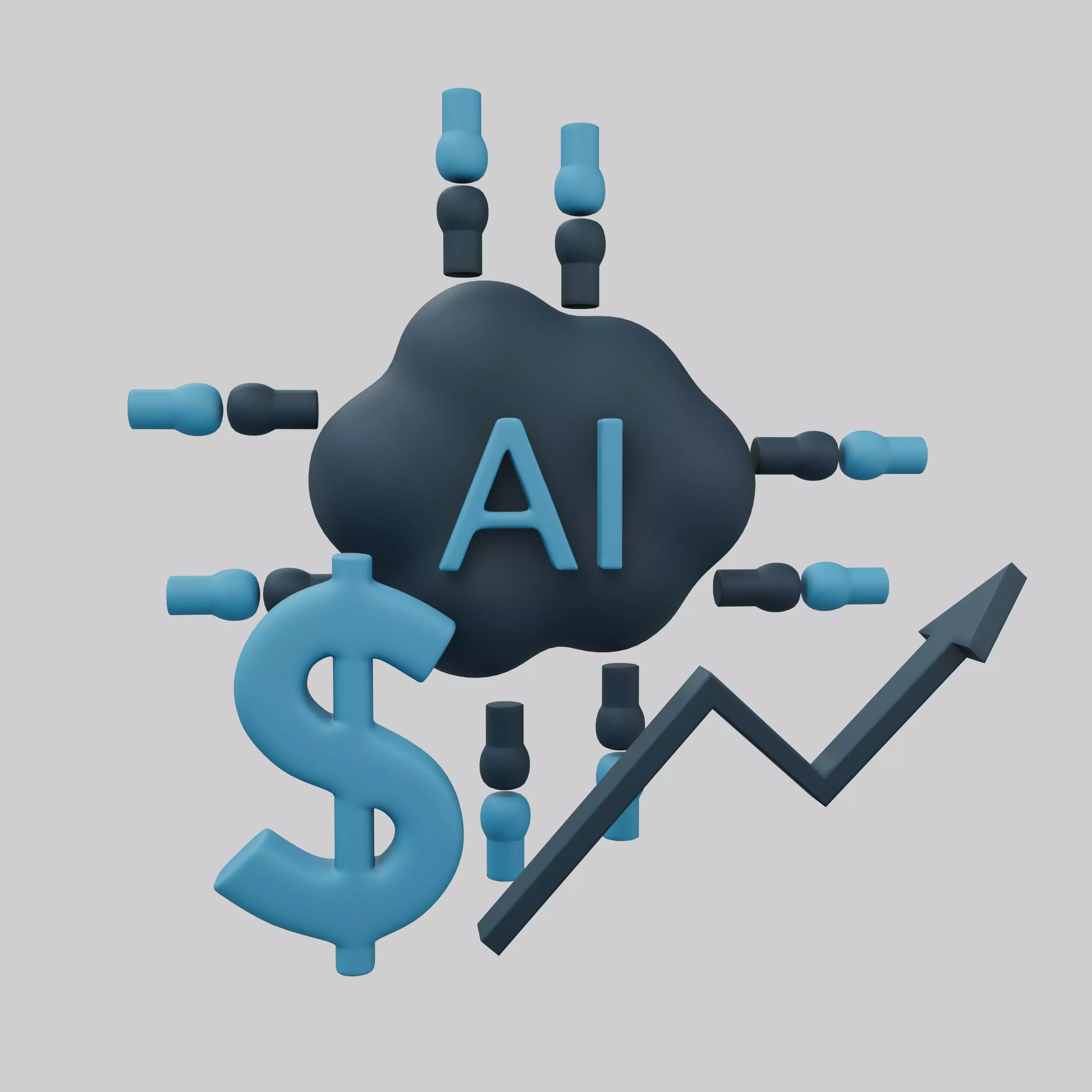 AI Finance Icon v1 001 Low-poly 3D model_0