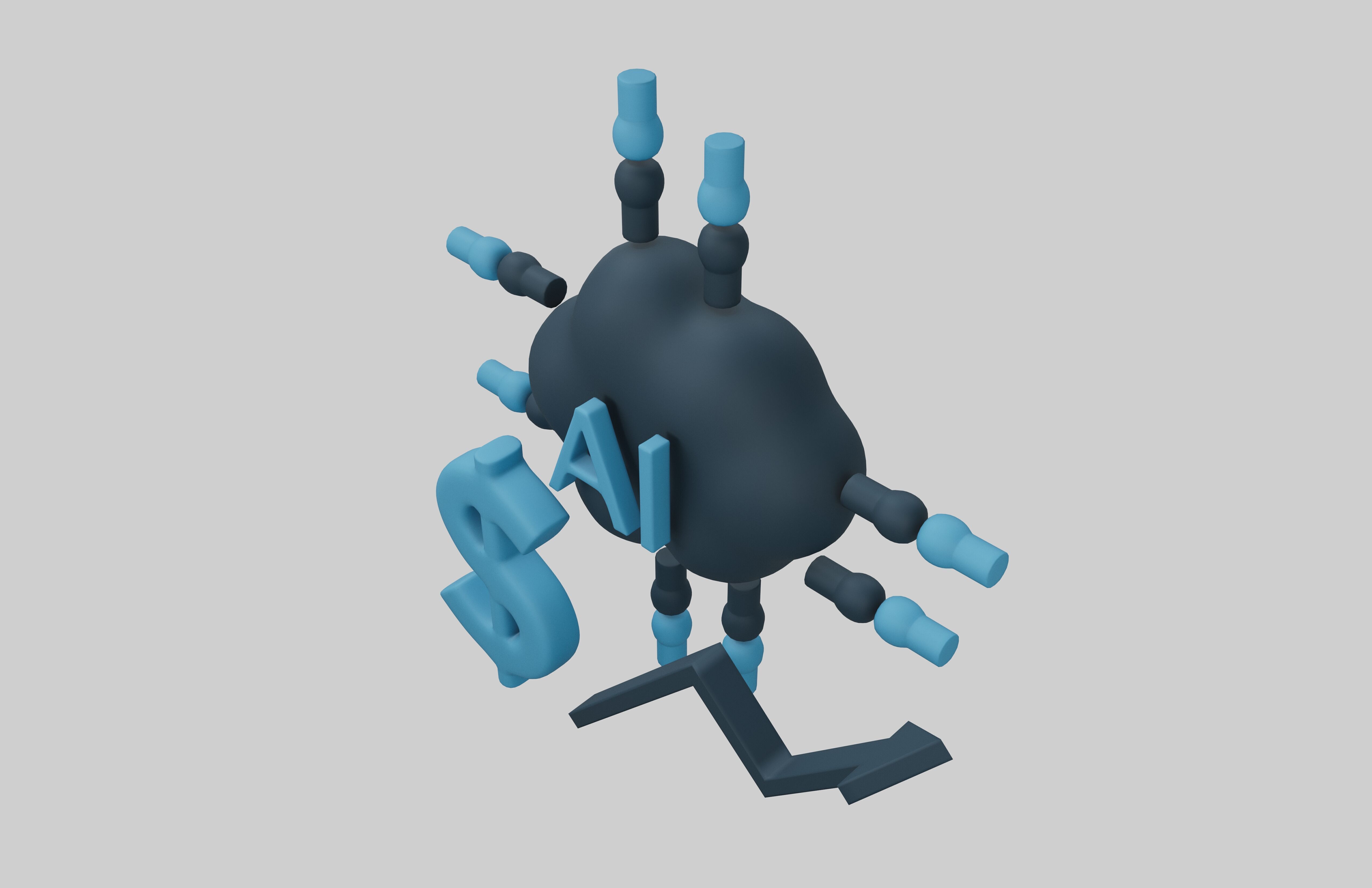 AI Finance Icon v1 001 Low-poly 3D model_2