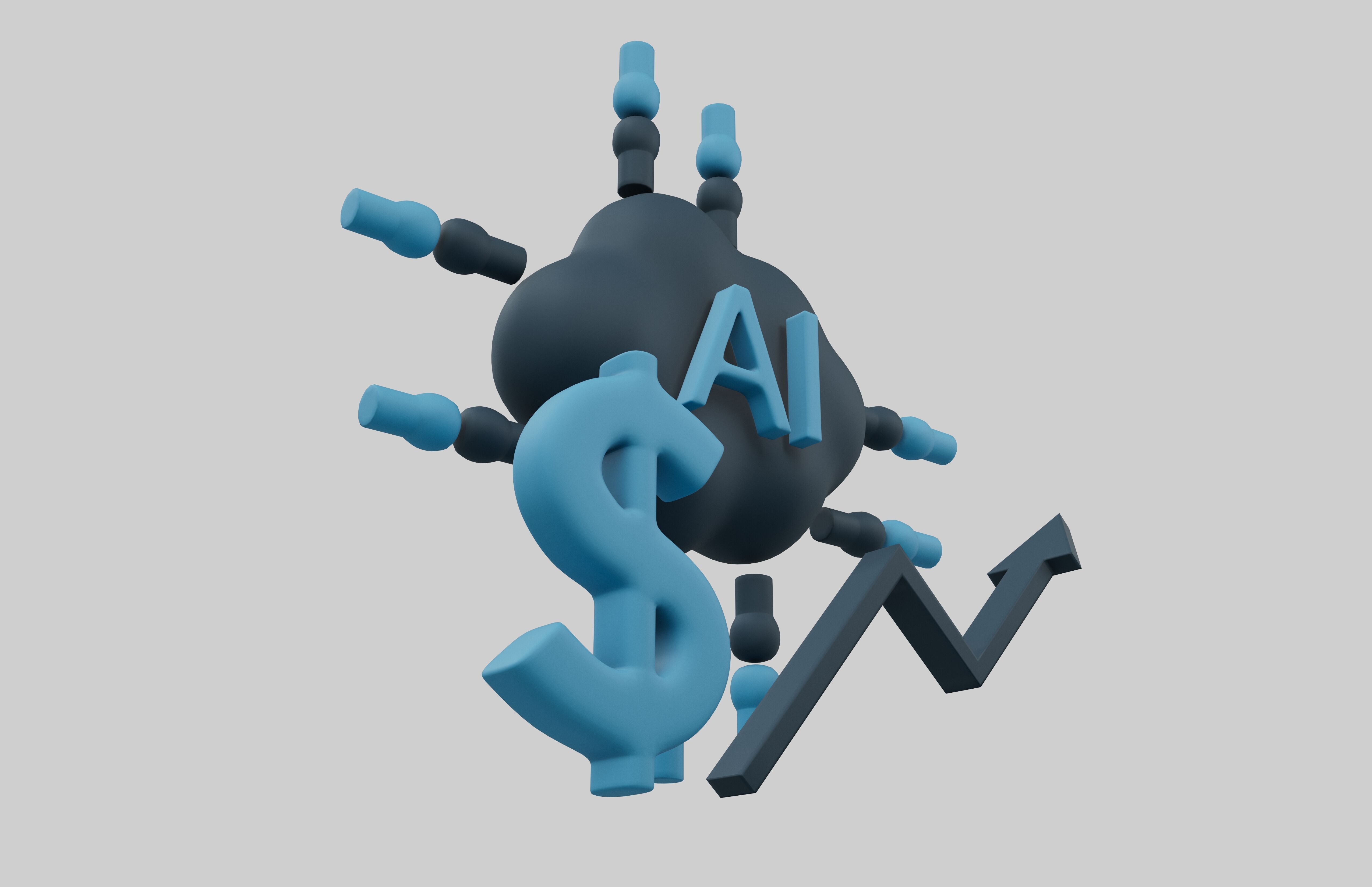 AI Finance Icon v1 001 Low-poly 3D model_3
