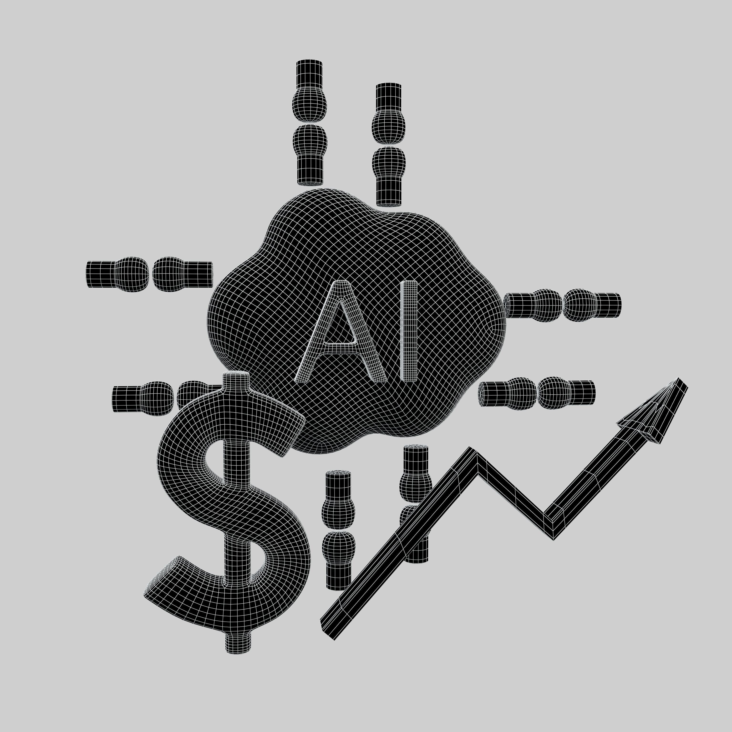 AI Finance Icon v1 001 Low-poly 3D model_5