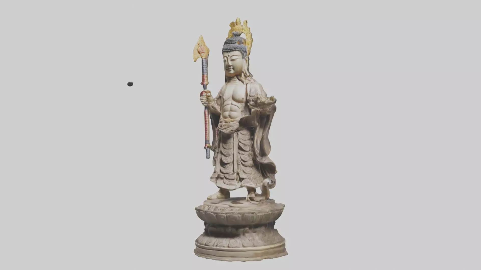 Buddhist Warrior statue model Low-poly 3D model_0