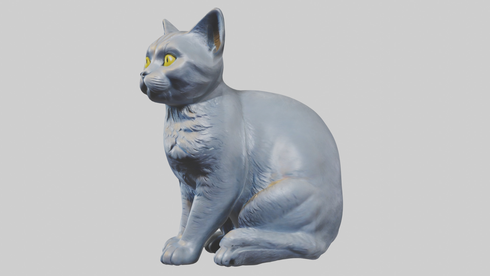 British Shorthair Cat statue model 3D model_10