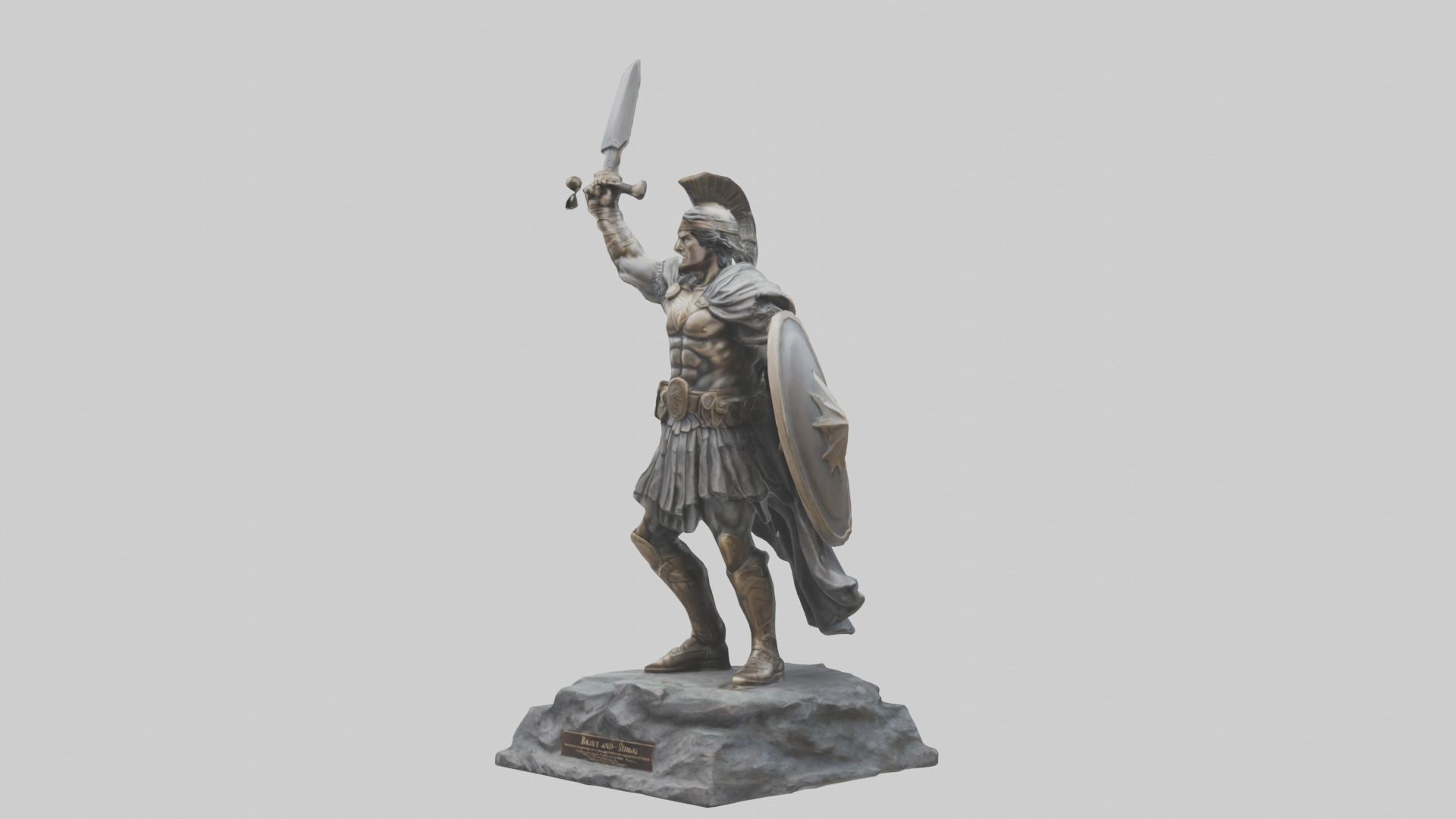 Brave and Strong Hero Statue model 3D model_8