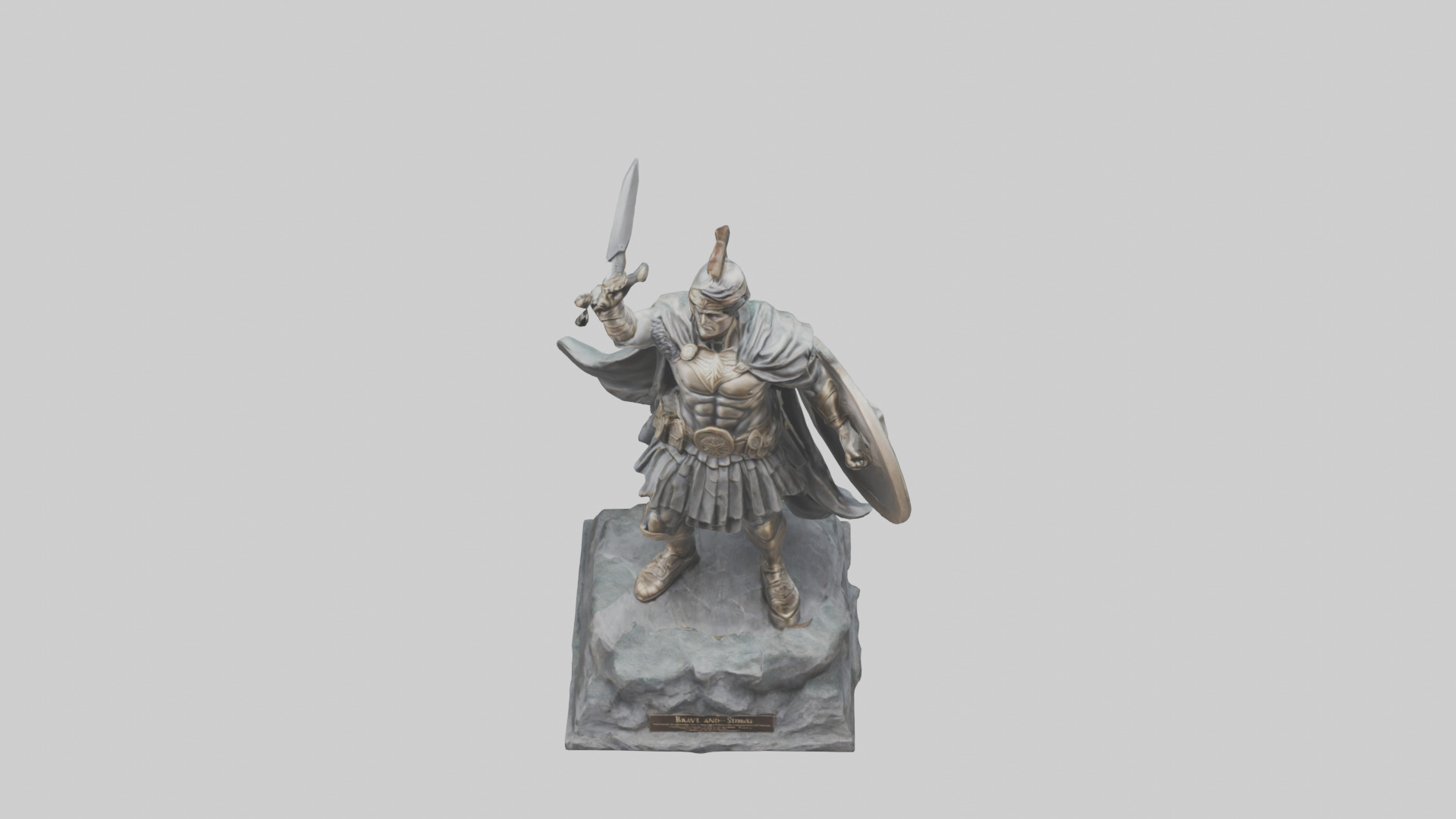 Brave and Strong Hero Statue model 3D model_16