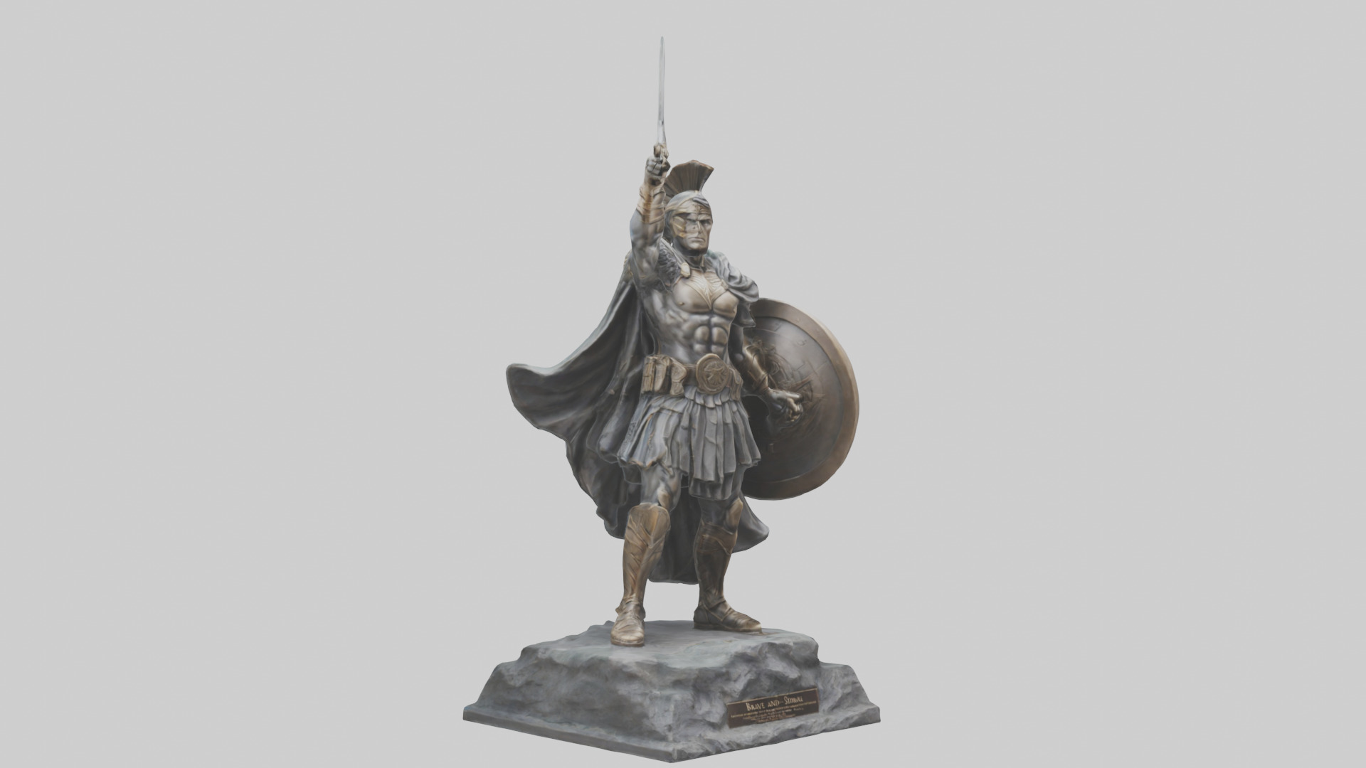 Brave and Strong Hero Statue model 3D model_11