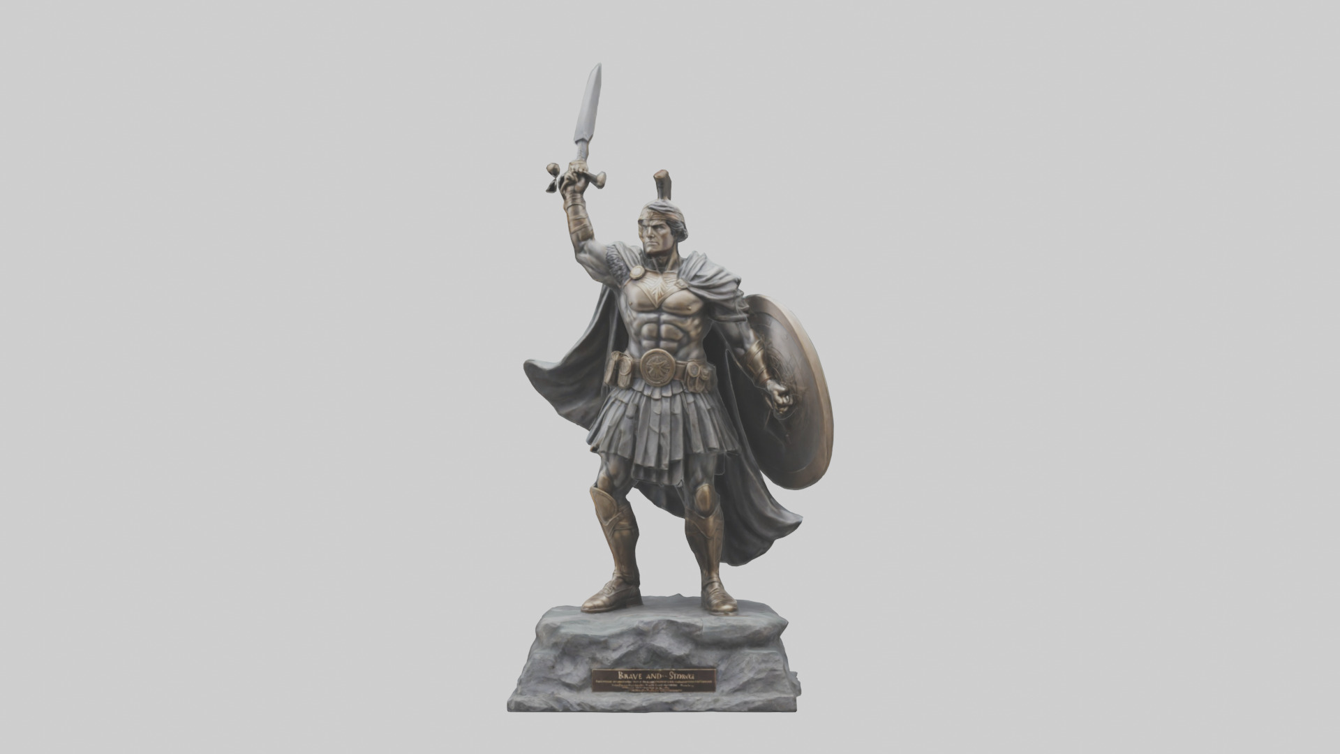 Brave and Strong Hero Statue model 3D model_9