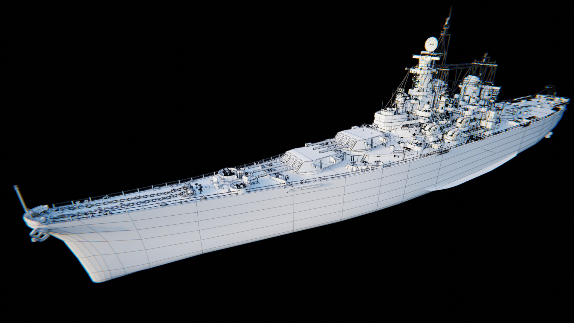 USS Iowa - BB61 Low-poly 3D model_4
