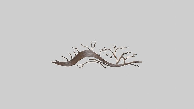 Branch Wave Sculpture model Low-poly 3D model