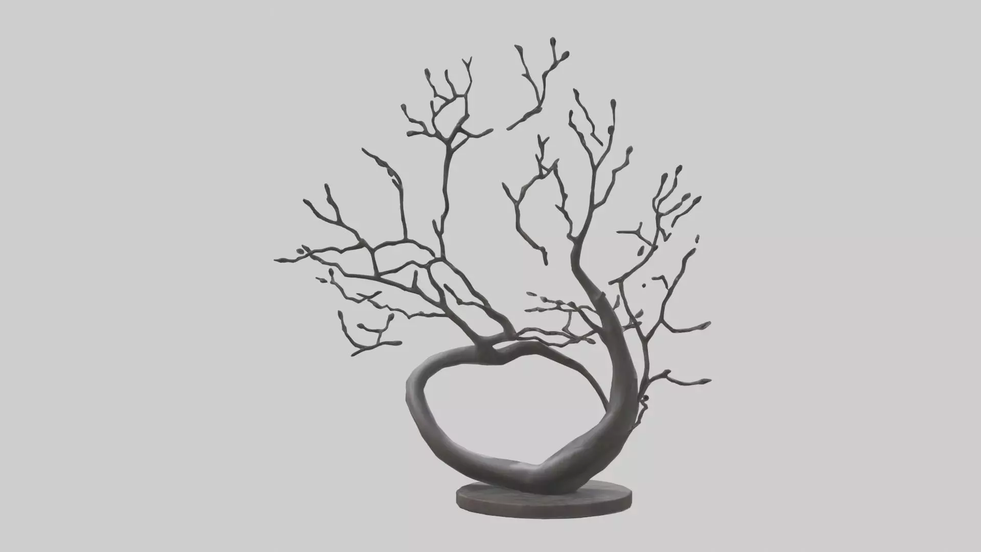 Branch Curves Abstract statue model Low-poly 3D model_0