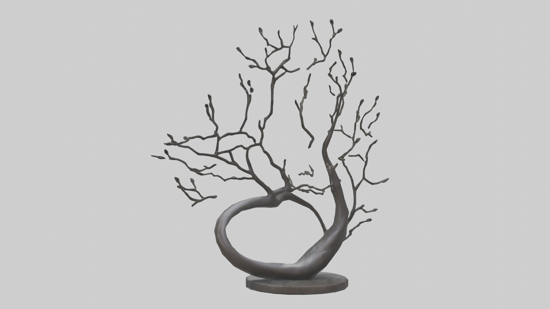 Branch Curves Abstract statue model Low-poly 3D model_1