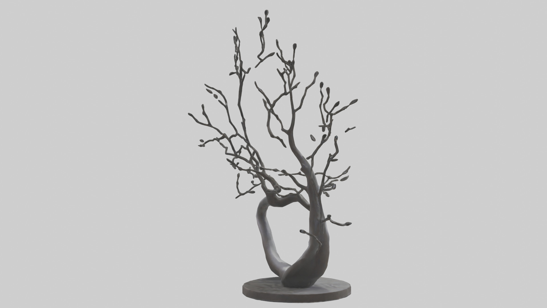 Branch Curves Abstract statue model Low-poly 3D model_2