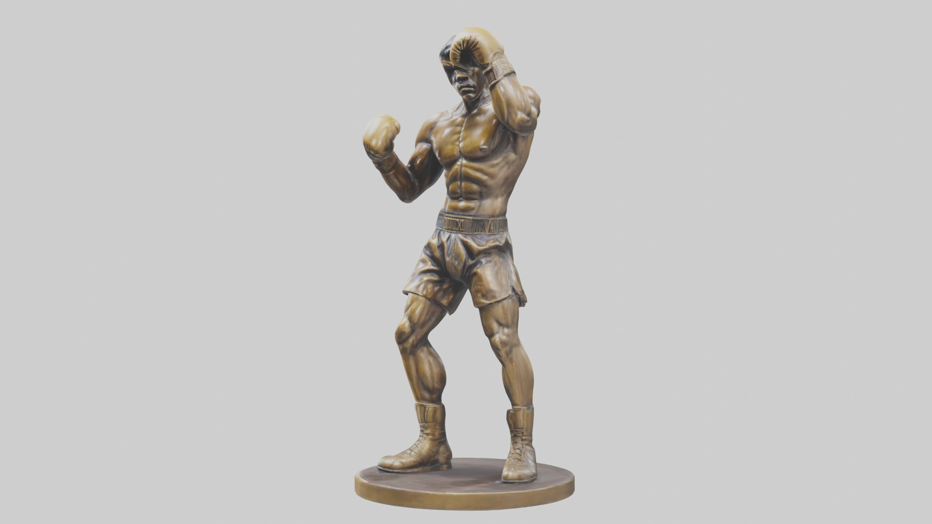Boxer with Guard Up statue model Low-poly 3D model_8
