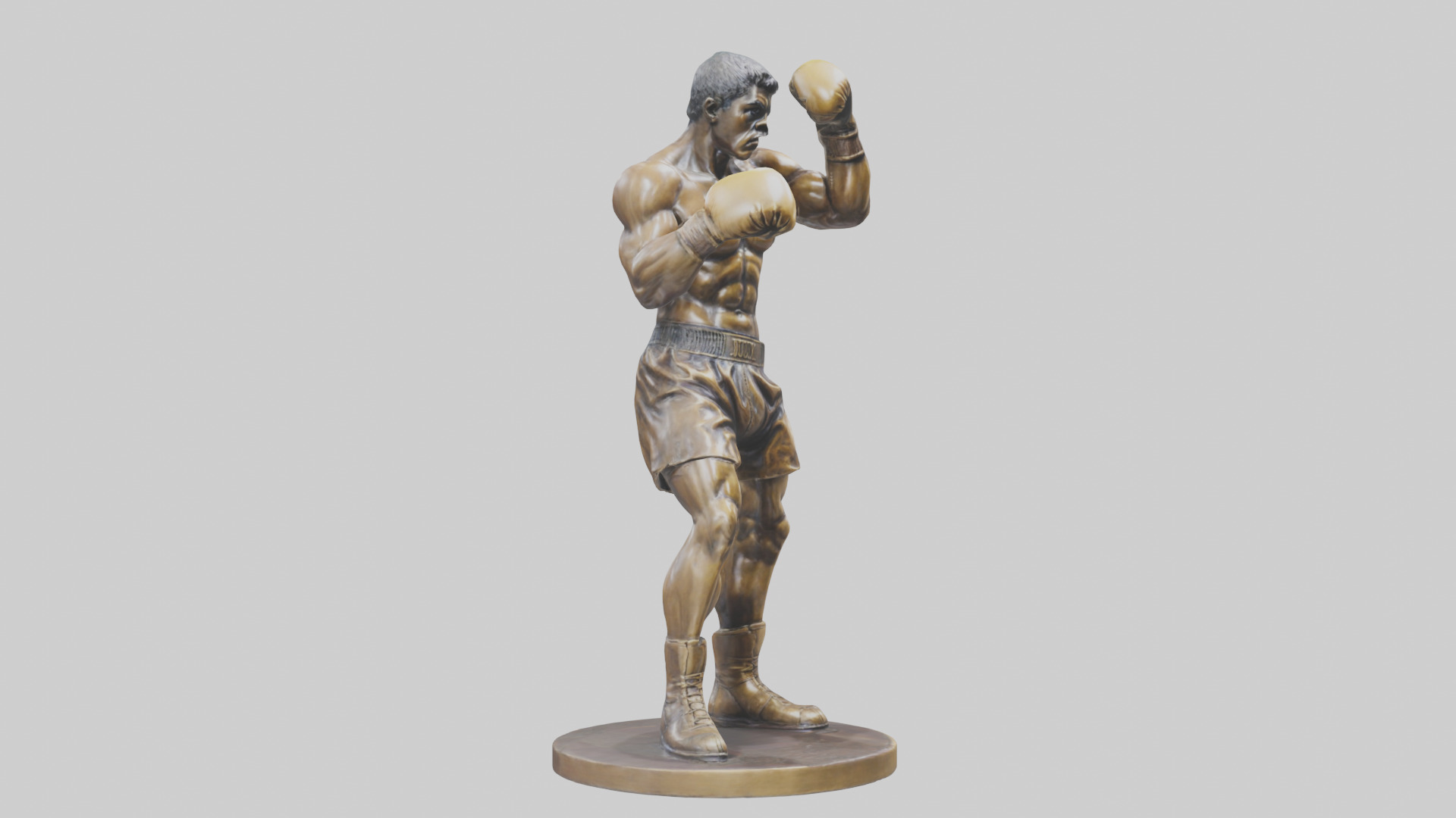Boxer with Guard Up statue model Low-poly 3D model_7