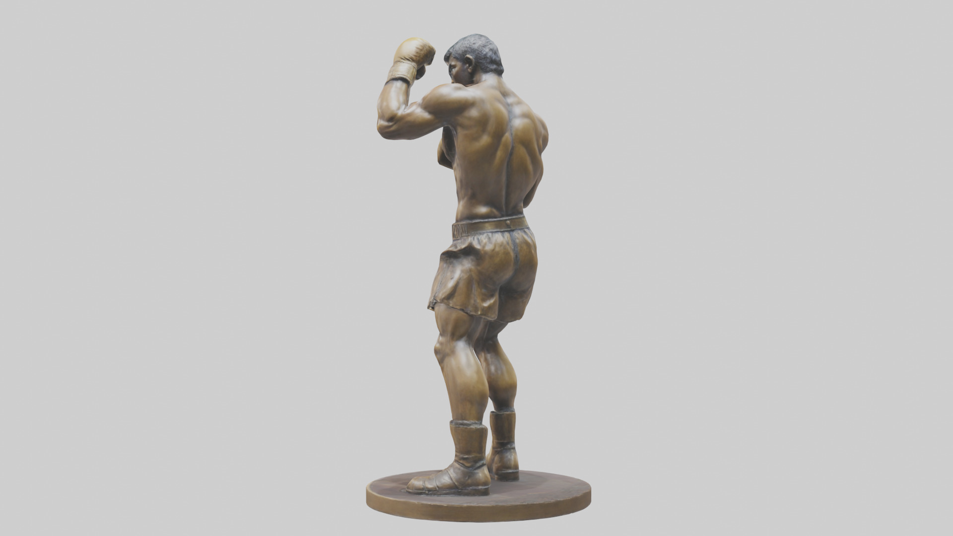 Boxer with Guard Up statue model Low-poly 3D model_1
