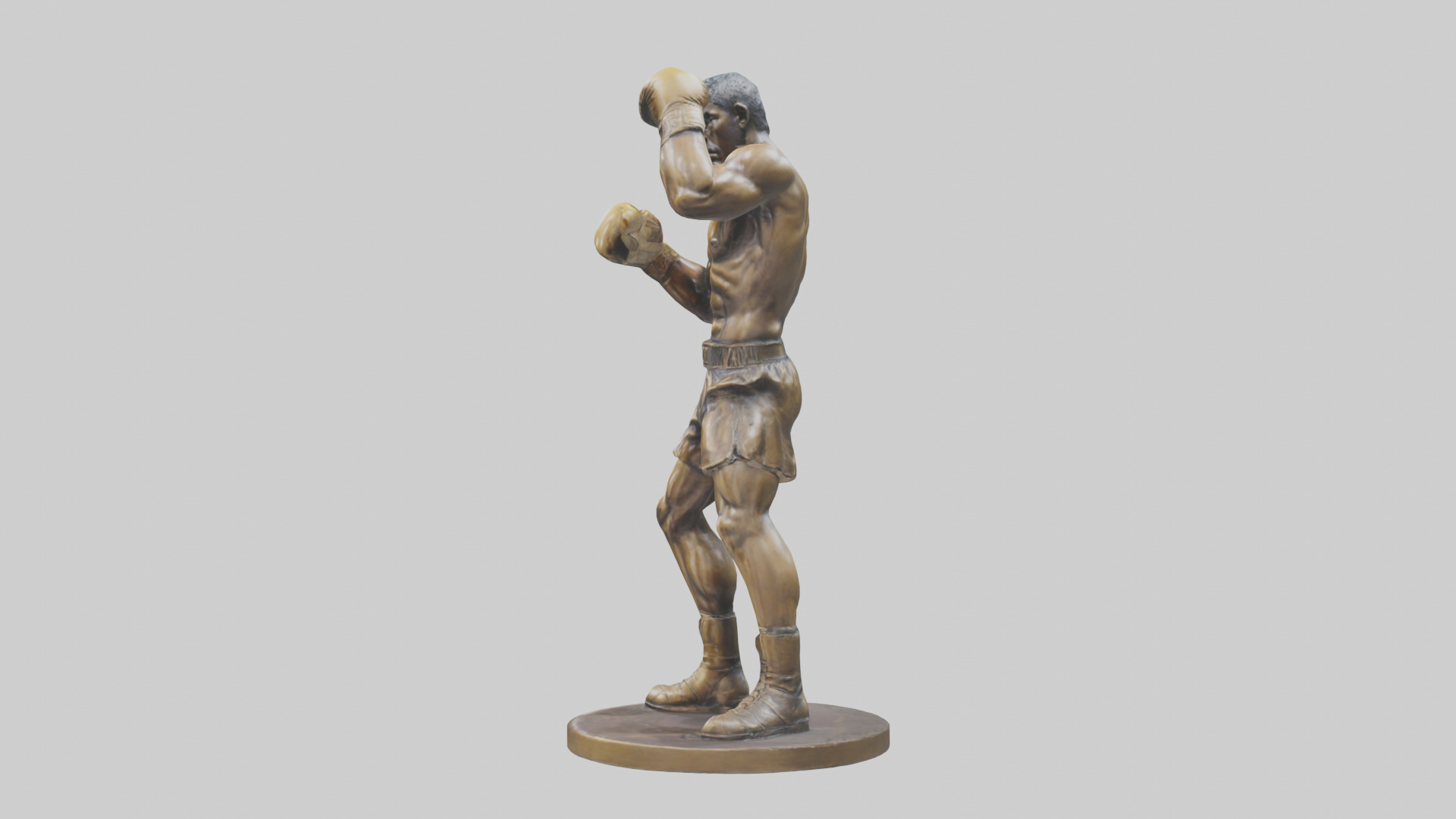 Boxer with Guard Up statue model Low-poly 3D model_12