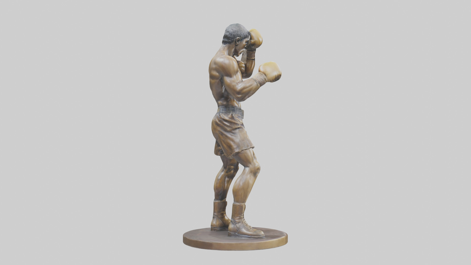 Boxer with Guard Up statue model Low-poly 3D model_13