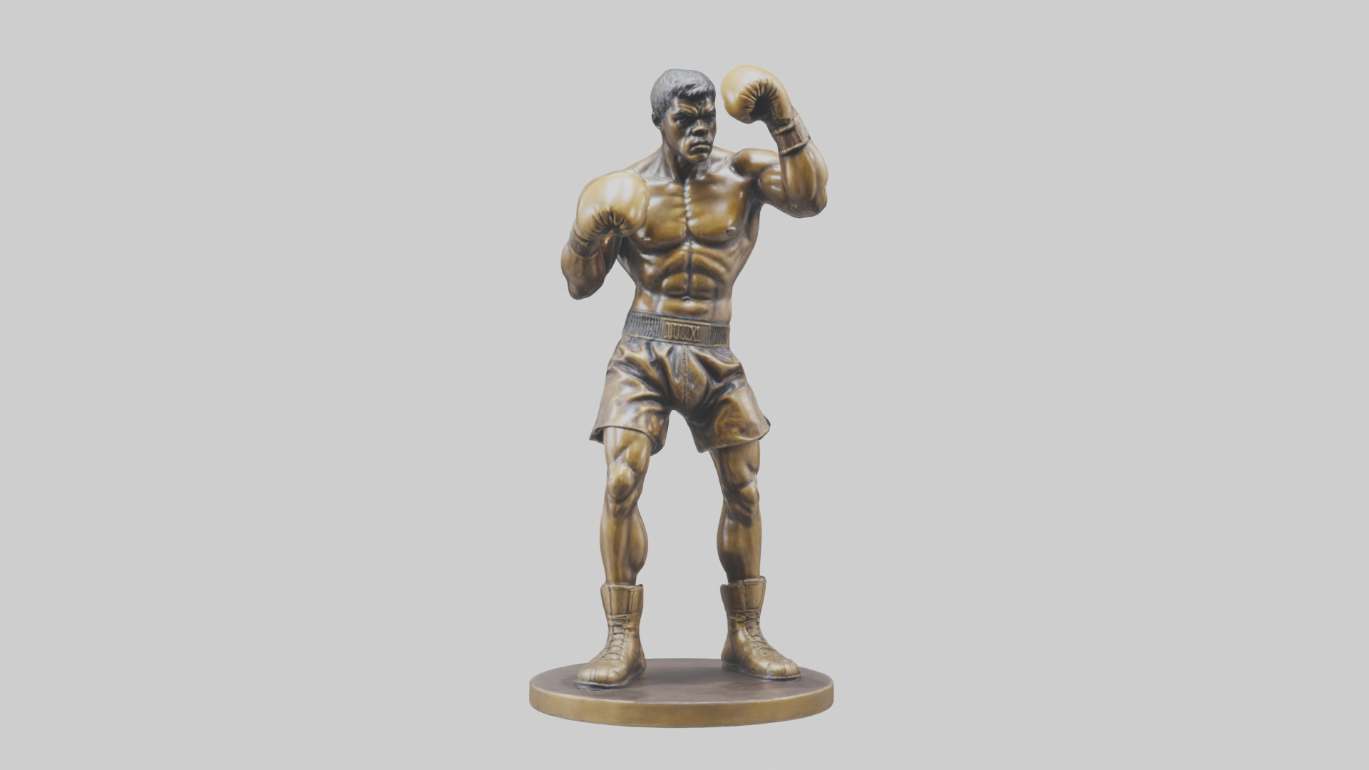 Boxer with Guard Up statue model Low-poly 3D model_9
